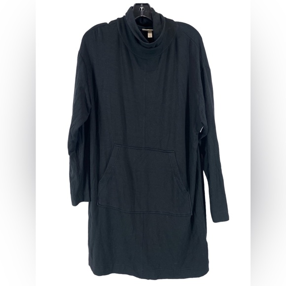 CHIC & SOFT, Long Sleeves Turtleneck Sweatshirt w/Hoodie Pockets Tunic Dress - Picture 7 of 16